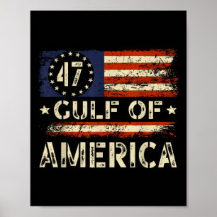 Americas Gulf Vintage American Flag Gulf Mexico  Poster