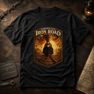 America's Iron Road Steam Train Vintage Railroad  T-Shirt