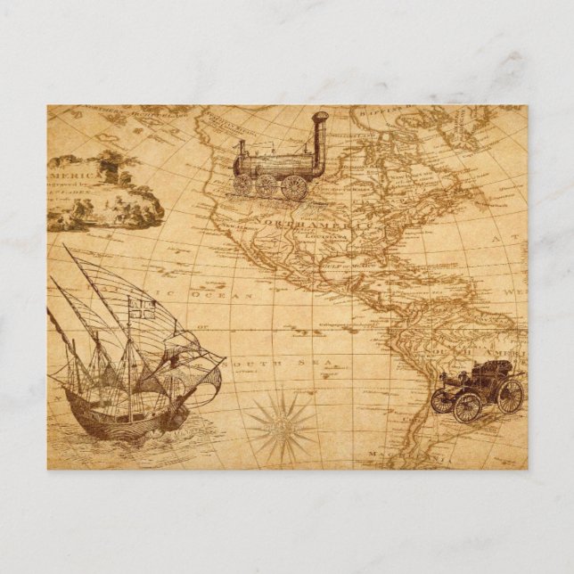 America's Map Vintage Holiday Postcard (Front)