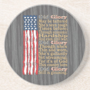 America's Old Glory Distressed Banner Poem Coaster