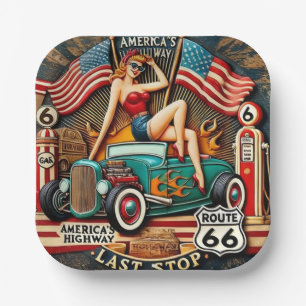 America's Route 66 Paper Plate