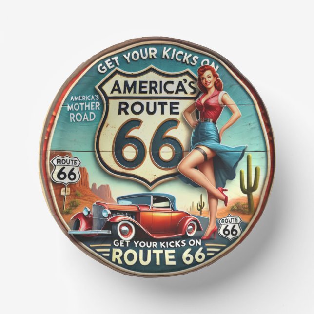 America's Route 66 Paper Plate (Front)