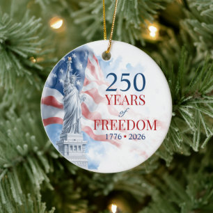 America's Semiquincentennial 250 Years Freedom Ceramic Tree Decoration