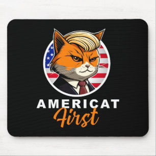 Americat First Funny Patriot America Cats Presiden Mouse Pad