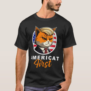 Americat First Funny Patriot America Cats Presiden T-Shirt