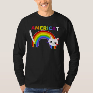 Americat LGBT Meowica Happyy Fourth of Julyy T-Shirt