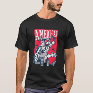 Americat Patriotic American Cat Pride 4th Of July  T-Shirt