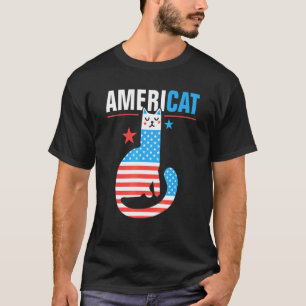 americat' Patriotic American Cat  Usa Flag  Cat T-Shirt