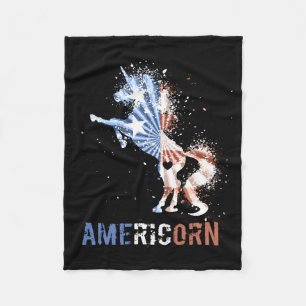 Americorn american flag patriotic unicorn 4th of fleece blanket