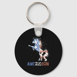 Americorn american flag patriotic unicorn 4th of key ring