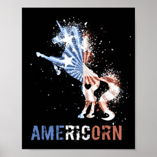 Americorn american flag patriotic unicorn 4th of poster