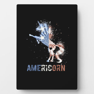 Americorn American Flag Tshirt Patriotic Unicorn 4 Plaque