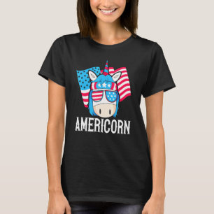 Americorn American Unicorn Rainbow Magical Fourth  T-Shirt