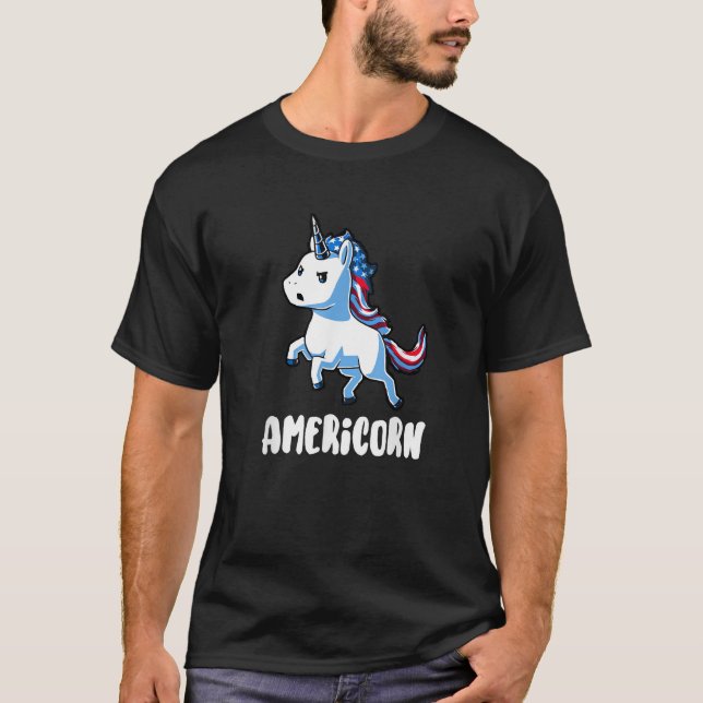 Americorn Proud To Be American Shirt Unicorn Shirt (Front)