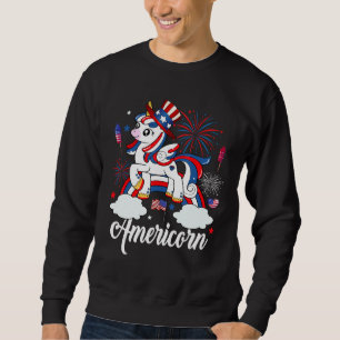 Americorn Unicorn USA Flag 4th Of July American Sweatshirt