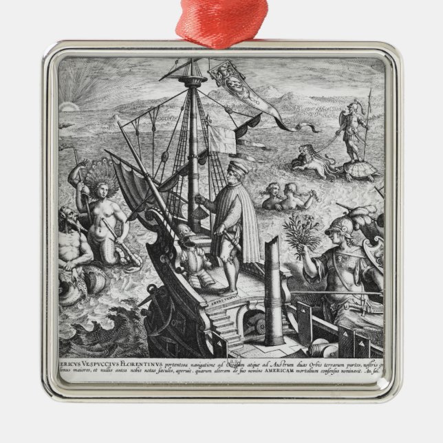Amerigo Vespucci Metal Tree Decoration (Front)
