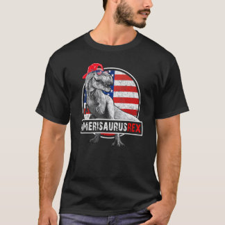 Amerisaurus 4th Of July Dinosaur Rex American Flag T-Shirt