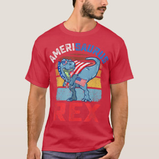 Amerisaurus Re Funny 4th of July TRe Dinosaur USA T-Shirt