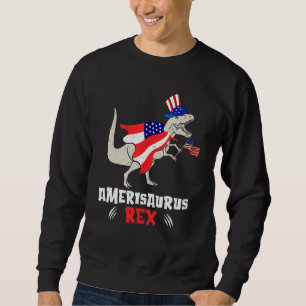 Amerisaurus Rex American Flag 4th of July T Rex Di Sweatshirt