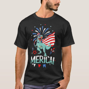 Amerisaurus Rex American Flag Independence Day Mer T-Shirt