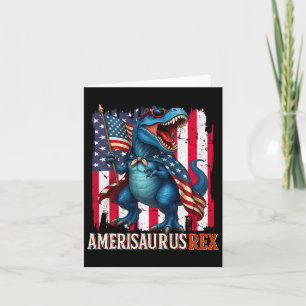 Amerisaurus T Rex Dinosaur 4th Of July American Fl Card