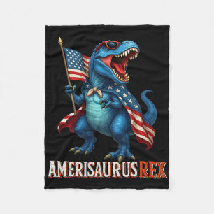 Amerisaurus T Rex Dinosaur 4th Of July American Fl Fleece Blanket