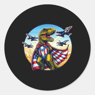 Amerisaurus T-rex Patriotic Boys Girl 4th Of July Classic Round Sticker