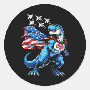 Amerisaurus T-rex Patriotic Boys Girl 4th Of July  Classic Round Sticker