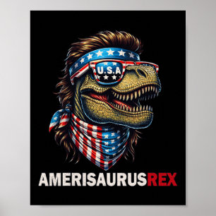 Amerisaurus T-rex Patriotic Usa Flag 4th Of July D Poster