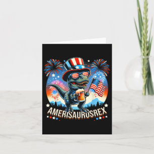 Amerisaurusrex American Flag Cute Dinosaur T-rex K Card