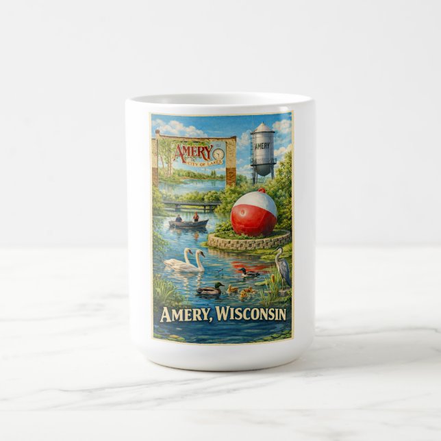 Amery, Wisconsin City of Lakes Coffee Mug (Center)