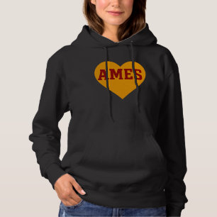 Ames Iowa Heart Design   Gold & Red College Town Hoodie