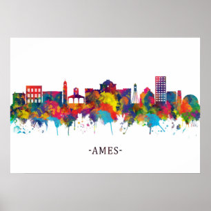 Ames Iowa Skyline Poster