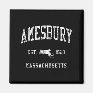 Amesbury Ma J01 Vintage Athletic Srts Design Magnet