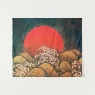 AMETERASU, SUN GODDESS Red Brown Black Tapestry