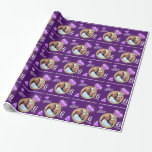 Amethyst 6th wedding anniversary photo purple ring wrapping paper<br><div class="desc">Wedding anniversary wrapping paper in purple and gold. Personalise this amethyst anniversary paper with your daughter and son-in-law's photo, message, and anniversary year. Currently reads To our daughter and son-in-law Happy Amethyst Anniversary 6 years. Beautiful purple amethyst stones and photo gold eternity ring printed graphics. Amethyst Wedding Anniversary wrapping paper...</div>