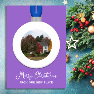 Amethyst Address Change Christmas Photo Ornament Holiday Card