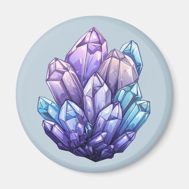 Amethyst and Aqua Crystal Cluster Art Magnet (Front)