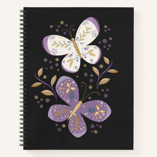 Amethyst and Gold Butterflies  Notebook (Front)