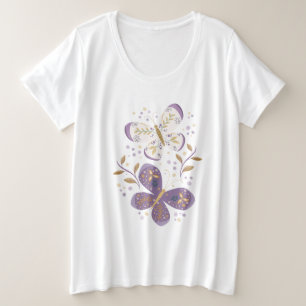 Amethyst and Gold Butterflies Plus Size T-Shirt