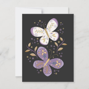 Amethyst and Gold Butterflies Postcard
