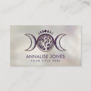 Amethyst and Gold Triple Moon - Tree of life Business Card