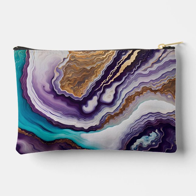 Amethyst and Turquoise Abstract  Accessory Pouch (Back)