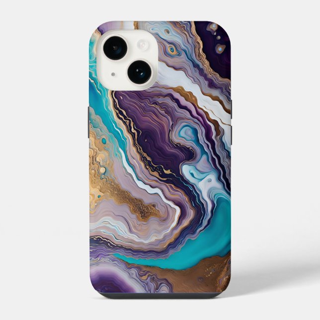 Amethyst and Turquoise Abstract  iPhone Case (Back)