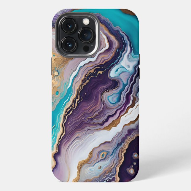 Amethyst and Turquoise Abstract  iPhone Case (Back)