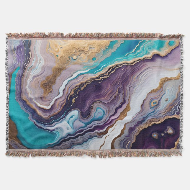 Amethyst and Turquoise Abstract  Throw Blanket (Front)