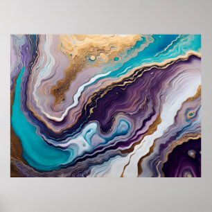 Amethyst and Turquoise and Gold Abstract Poster
