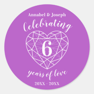Amethyst anniversary 6 years of love stickers