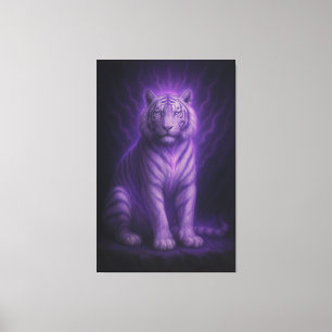 Amethyst Aura White Tiger – Mystic Purple Divine F Canvas Print