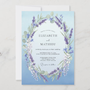 Amethyst Azure Wreath Wedding Invitation